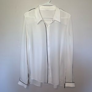 Tahari White Button Down Blouse